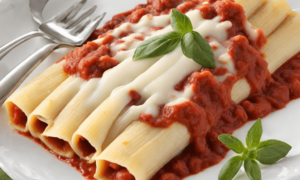 Manicotti Stuffed with String Cheese and Chicken.