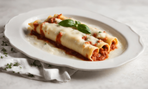 String Cheese Stuffed Manicotti with Chicken Broth