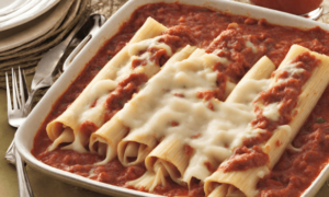 Dump and Bake Manicotti Recipe with String Cheese